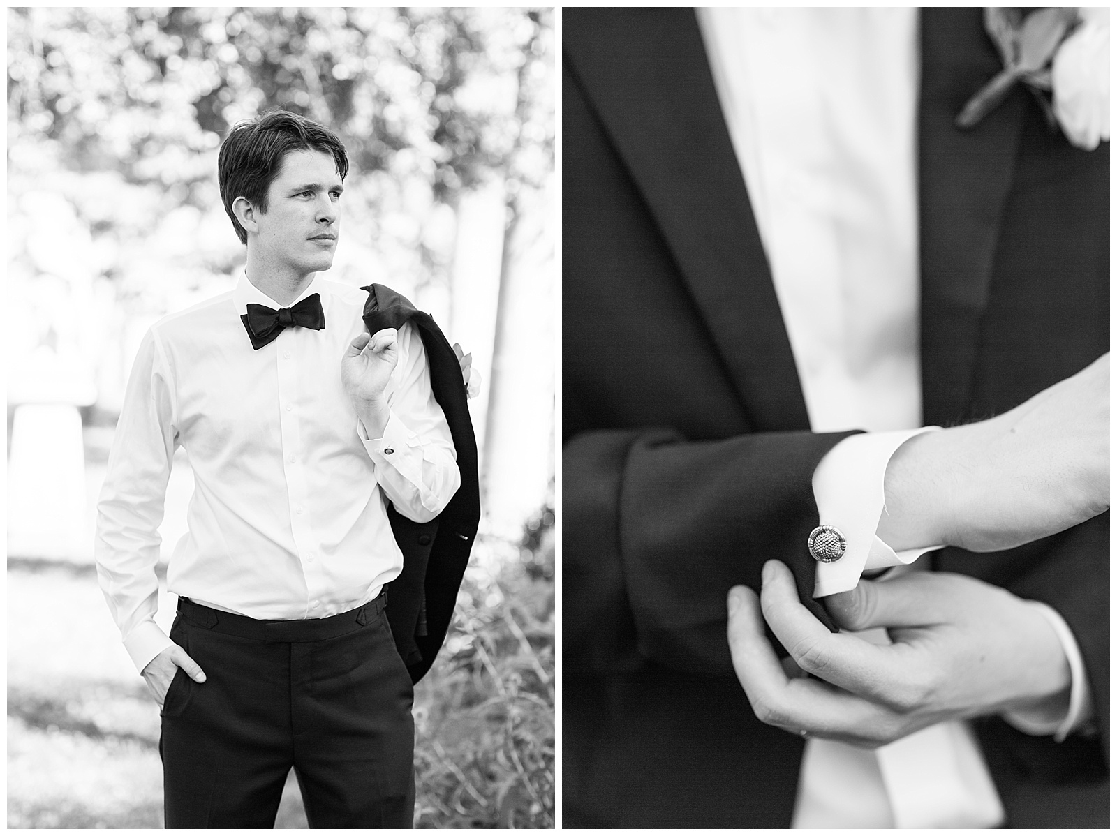 Groom Portraits at Chatham Manor in black and white. 