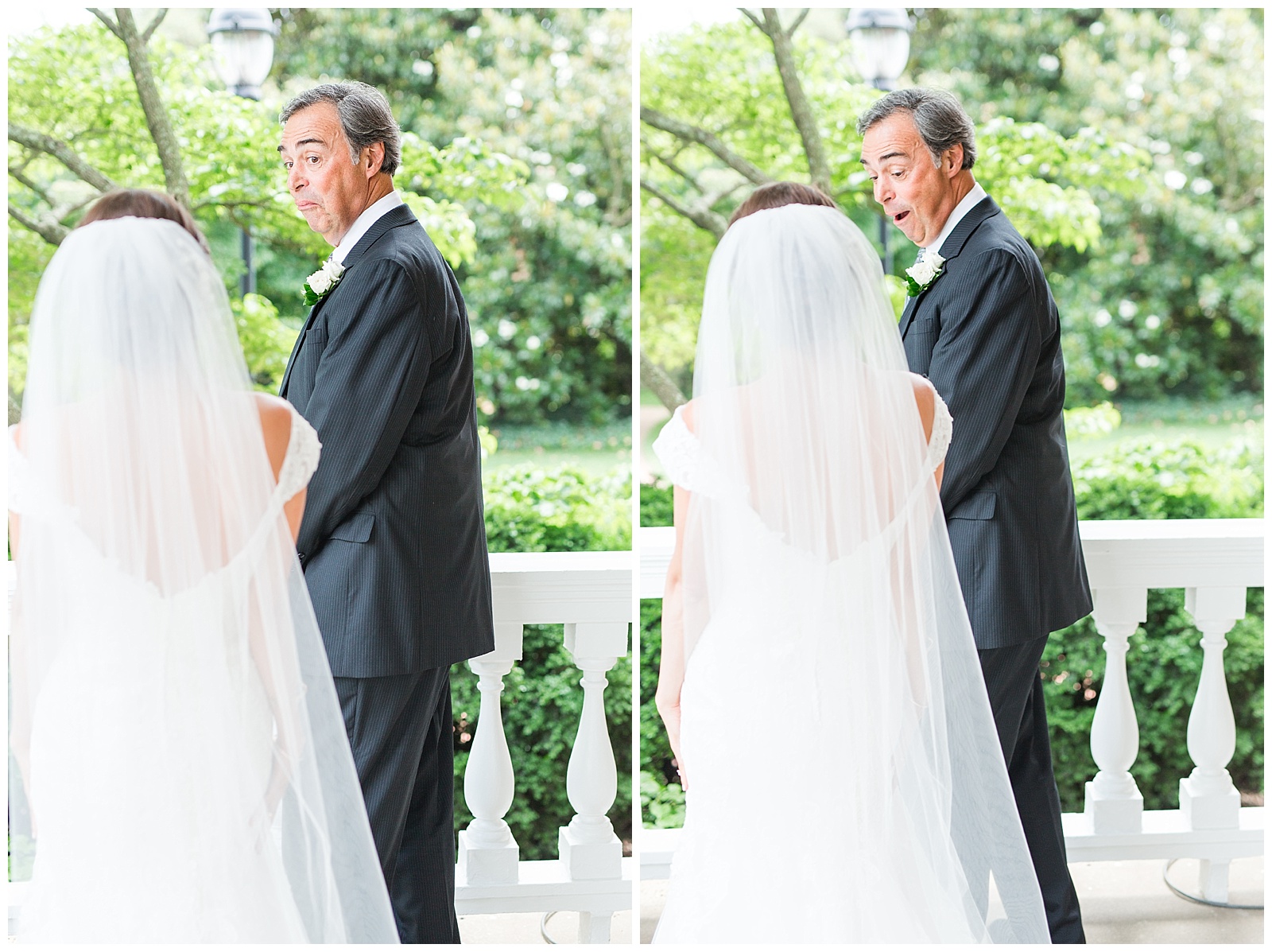 Bride chose to do a first look with her Dad and it was very sweet when he turned around to see her